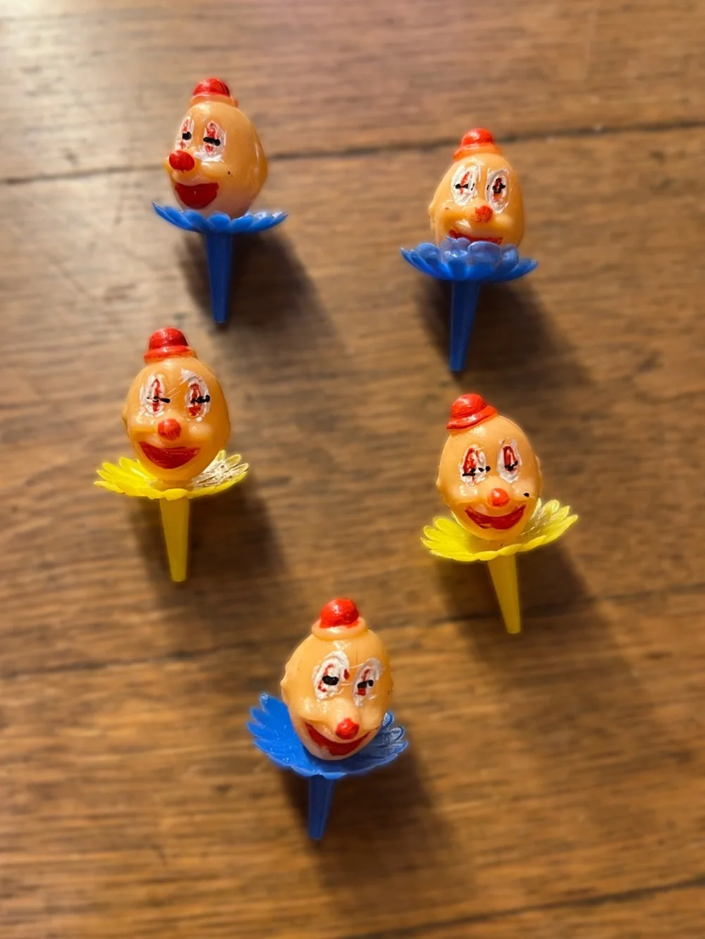 Vintage Wilton Clown Cupcake Picks - Yellow & Blue
